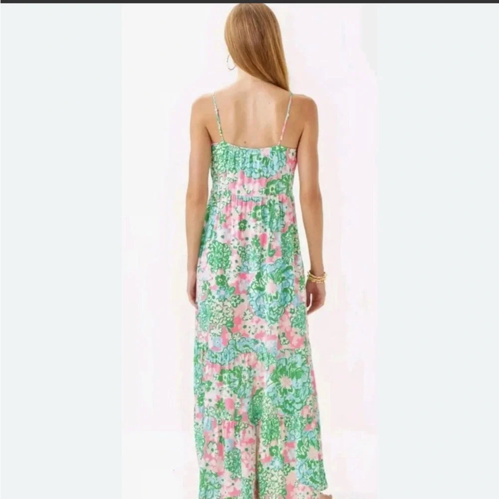 NWT Large Lilly Pulitzer Teresa Maxi Dress Multi Plumes In Bloom - Picture 2 of 5